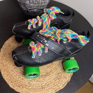 Pacer GTX 500 Quad Roller Skates Women’s Size 7 Black Green Wheels
